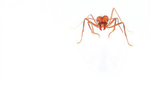 Red fire ant with reflection